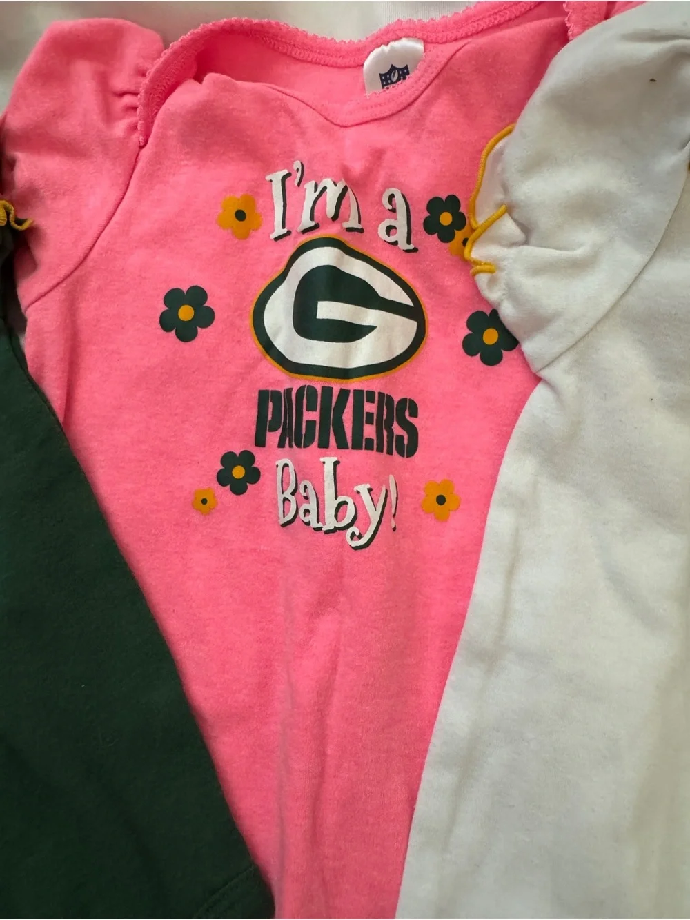 NFL Baby Girl Bodysuit Set - Green, Pink, White Packers